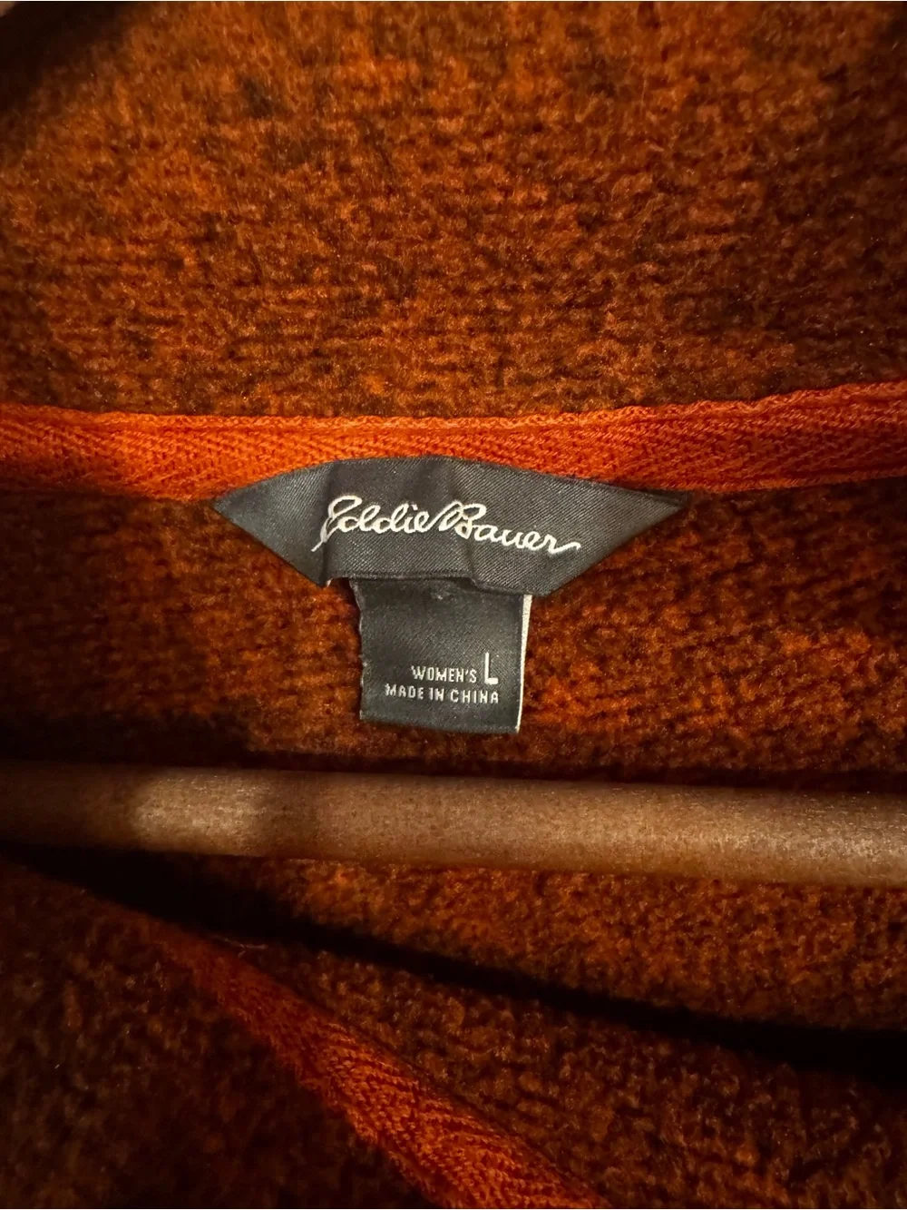 Eddie Bauer Women's Mock Neck Button-Shoulder Sweater in Rust